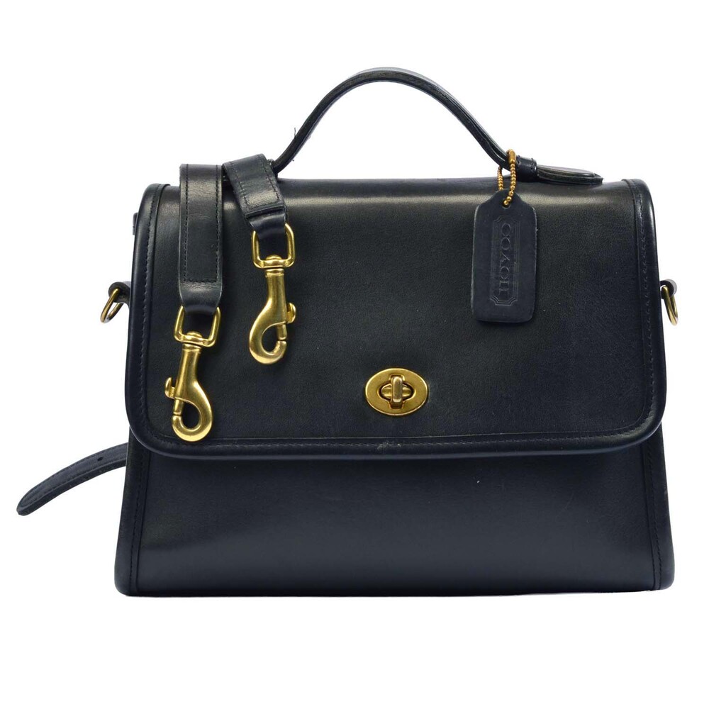 GORGEOUS! Vintage COACH Black Court Leather Crossbody Bag #9870